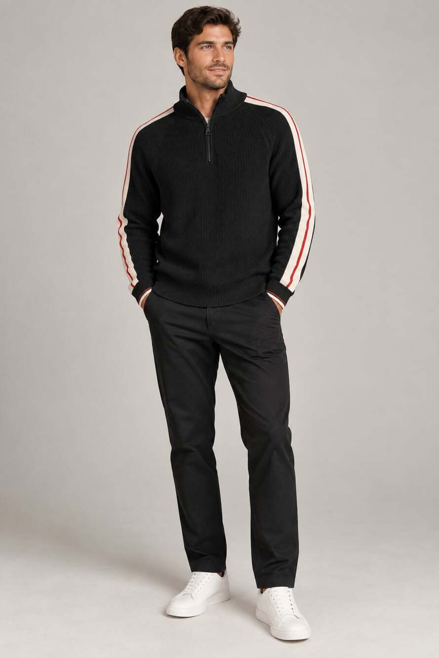 Banana Republic Organic Cotton Quarter-Zip Sweater with Side Striping